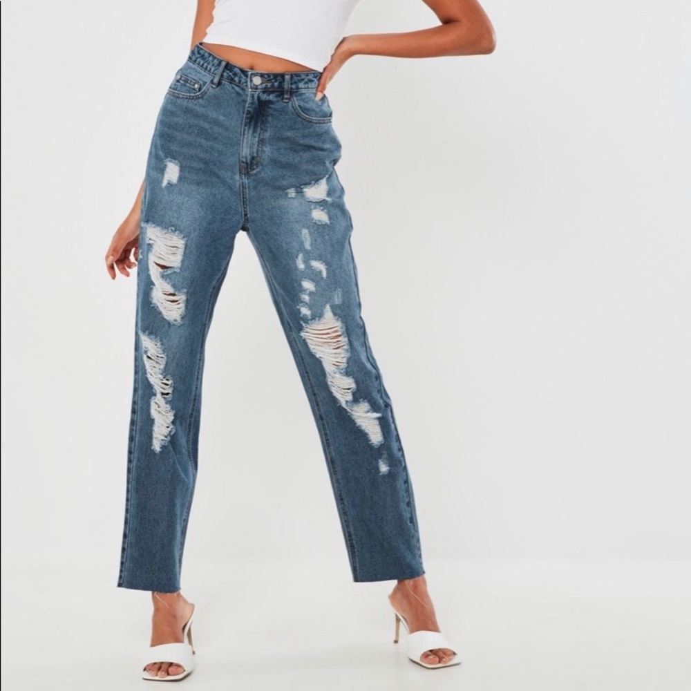 NWT Riot Raw Hem Distressed High Waisted Jeans